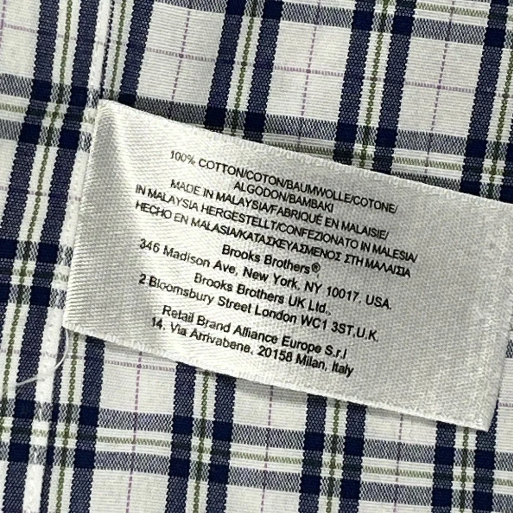 Brooks Brothers Mens L Traditional Non-Iron Button‎ Shirt Long Sleeve Blue/White